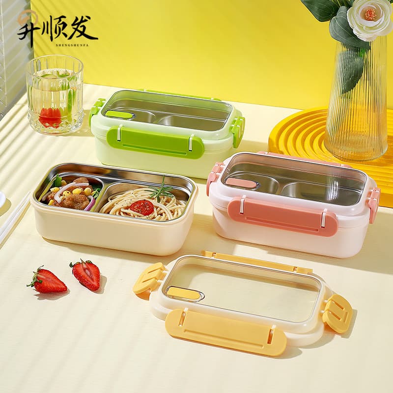 Good-looking student lunch boxes with compartments and lids, lunch boxes for office workers that can be put into microwave ovens, stainless steel lunch boxes