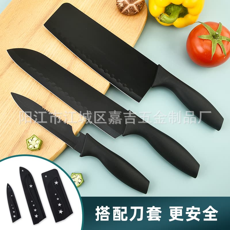 Amazon Knife Set Non-Stick Coating Kitchen Knives 7-Piece Cross-Border Gift Set Chef Knife Set for Export