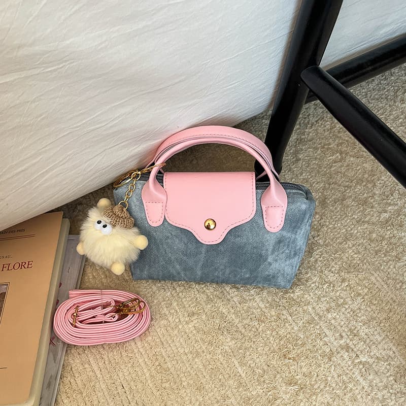 Color-blocked Fashion Women's Small Bag 2026 Summer New Simple Casual Square Bag Textured Denim Crossbody Bag