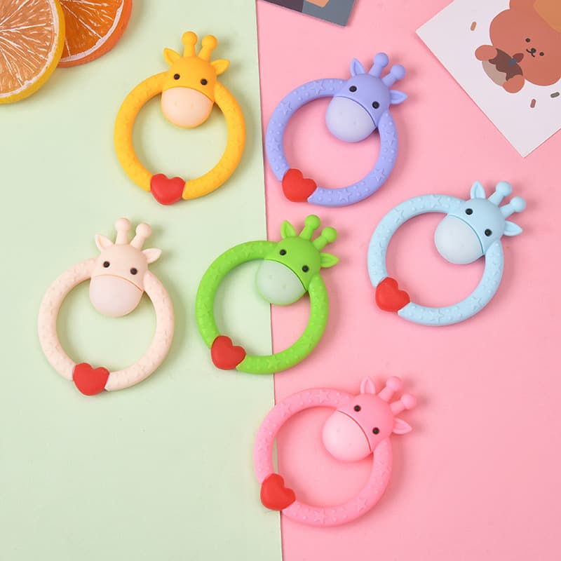 Cute Cartoon Baby Teether Love Deer Bite Toy Anti-Finger Sucking Silicone Teething Stick Bite Force Grasping Exercise