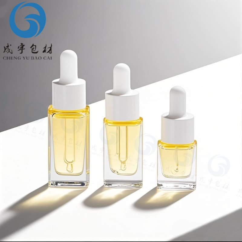 In-stock 5ml thick square essential oil dropper bottle, 10ml high-end transparent glass essence liquid refill sample bottle