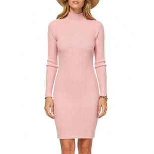 Women's Long Sleeve Dress Ribbed Knit Crew Neck Fall Dress Bodycon Mini Short Dress Fashion Clothing