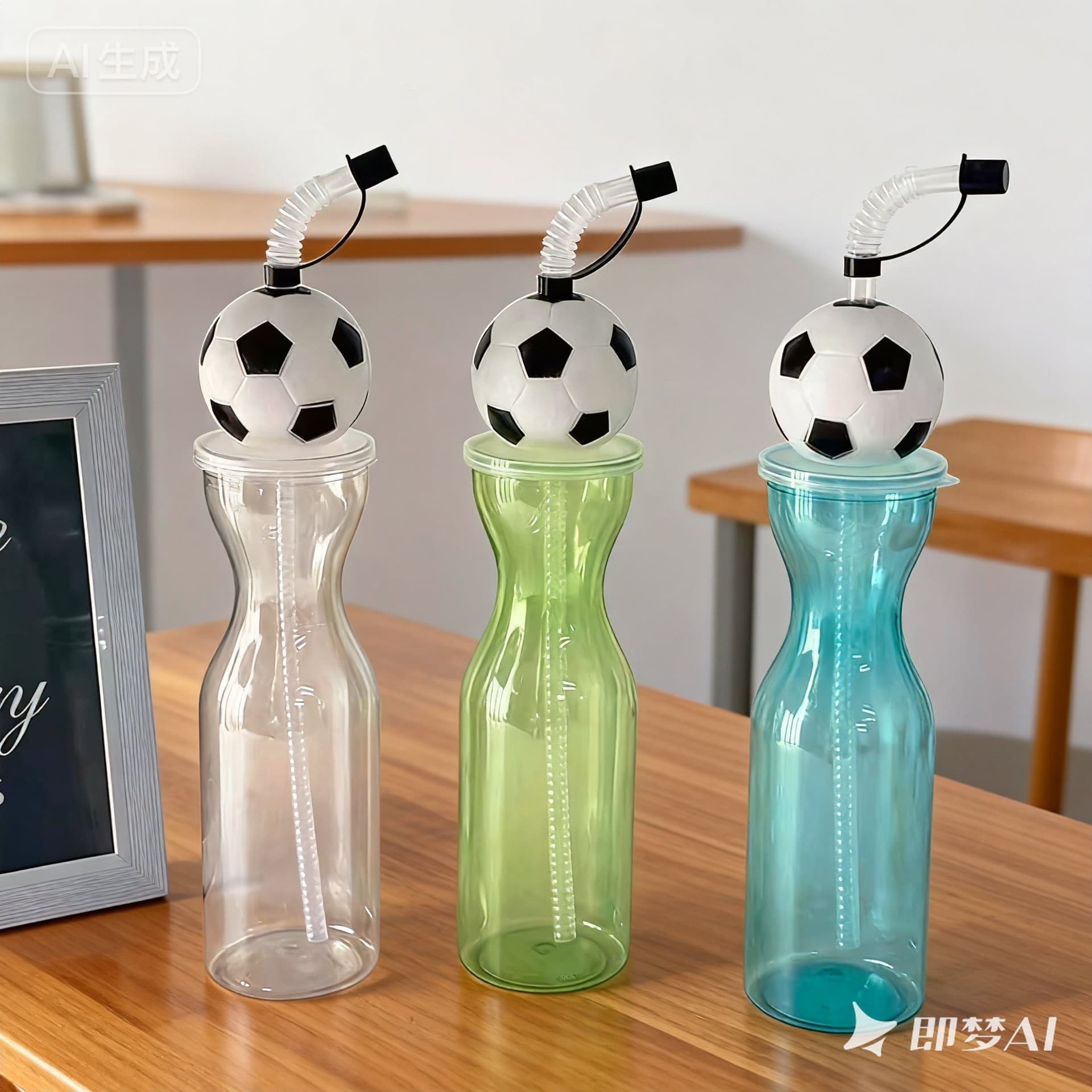 Manufacturer's Hot-Selling Creative PET Plastic Viral Milk Tea and Juice Cups, Outdoor Sports Football-Themed Design