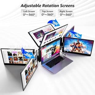 Portable Triple Monitor for Financial Analysis Video Editing AI Presentation and More - Multiple Specs Available