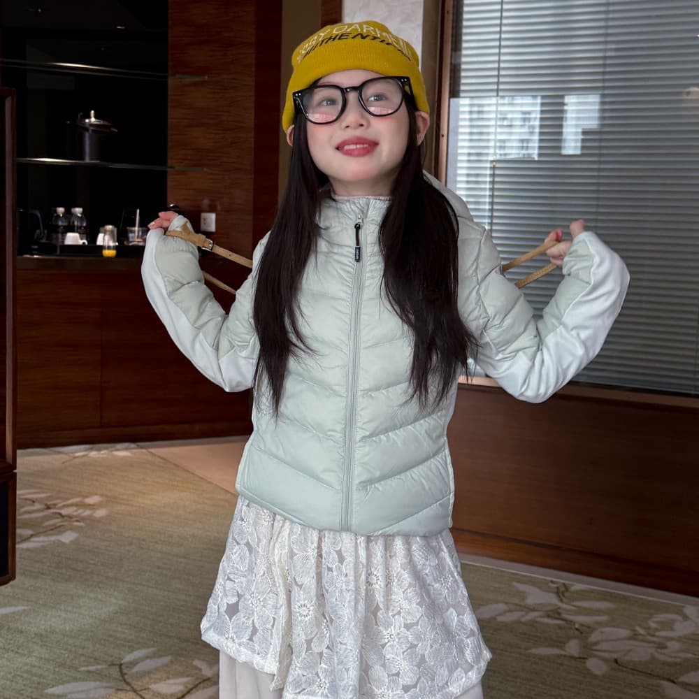 Flowers and Seeking Children's Clothing Girls' Down Jacket 2025 Autumn/Winter New Korean Style Patchwork Sleeve Hooded White Duck Down Jacket Trendy Kids