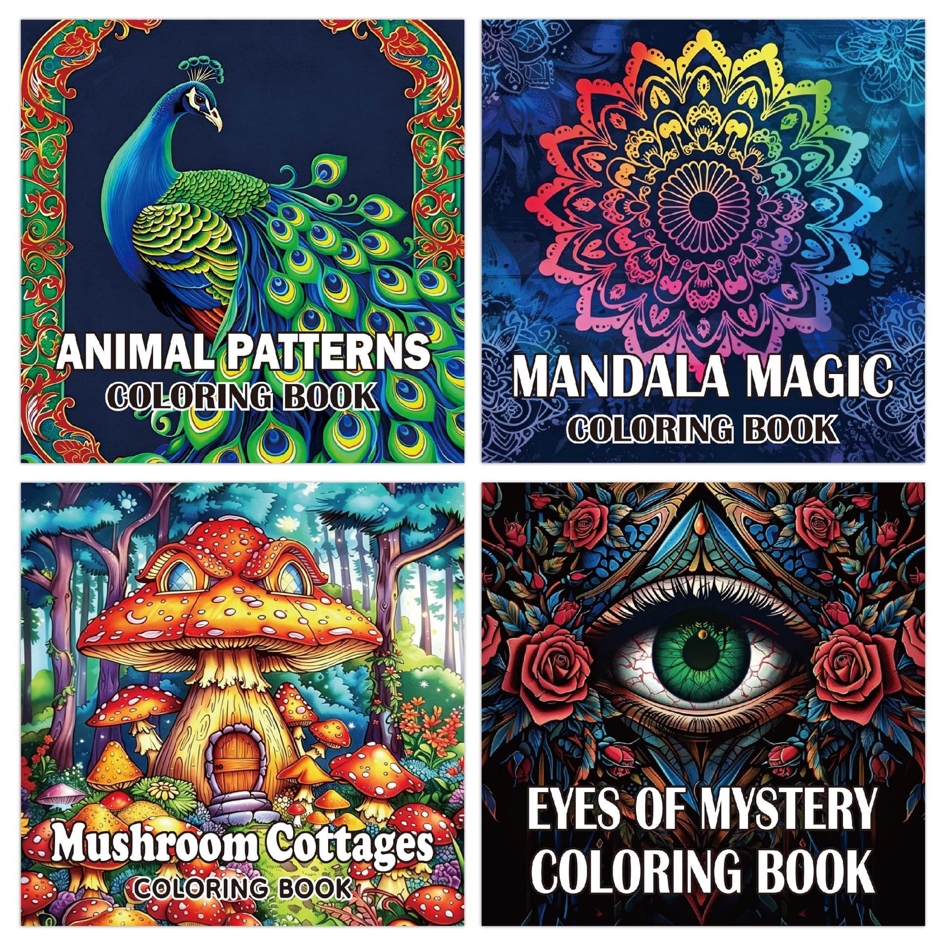 Cross-border Animal Adult Coloring Book 24 Pages DIY Doodle Creative Line Illustration Stress-Relief Mandala Coloring Book