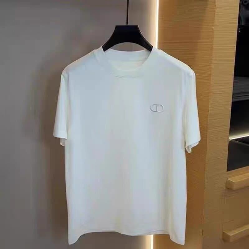 Embroidered Letters Cd New Round Neck Summer Men's Loose Short-Sleeved T-Shirt Casual Tops for Men and Women
