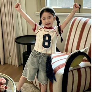 Children's Active Sportswear Short Sleeve T-Shirt Girls Summer Cool and Chic Baby Sports Style Performance Photography Set