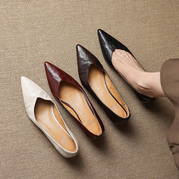 Peiqi 2026 Summer New Style Single Shoes with Wedge Heel, Pointed Toe, Shallow Mouth, Fashion Sheepskin Women's Shoes 3-12D Live Streaming Dropshipping