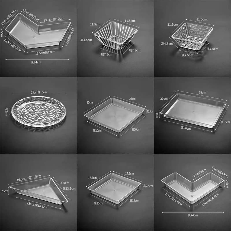 Bar Rectangular Transparent Plate KTV Ceramic Transparent Snack Plate KTV Acrylic Fruit Tray Square Light-Up Fruit Plate