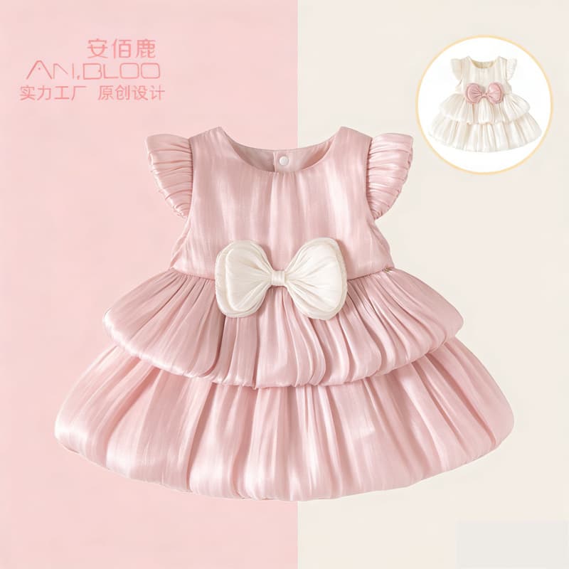 Summer Baby Girl 100 Days Celebration Princess Dress Mesh Cake Skirt Infant 1st Birthday Tutu Dress Anbailu