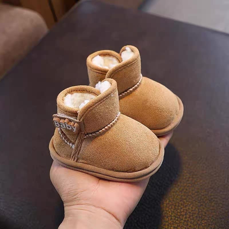 Infant 0-1 Year Snow Boots Autumn/Winter Baby Unisex Warm Thick-Soled Walking Shoes with Fleece Lining 0-6-13 Months Anti-Slip