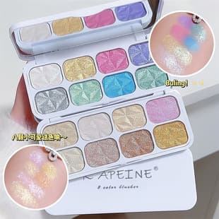 Eight-Color Shimmer Highlighter Gradient Eyeshadow, Explosive Sparkle Fine Shimmer, Under-Eye Brightening, Glittering Purple Chameleon Sparkle, Pearl Shimmer