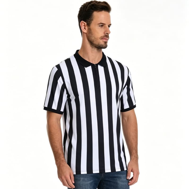 Referee Jersey T-Shirt Striped Breathable Short Sleeve for Volleyball, Basketball, Soccer, Flat Panel Coach Work Sports Gear