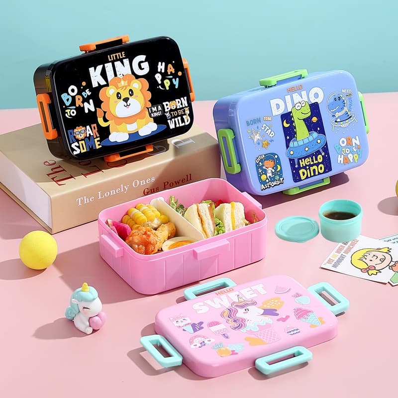 New cartoon lunch box, good-looking student campus lunch box, outdoor picnic fruit snack box, sealed and leak-proof