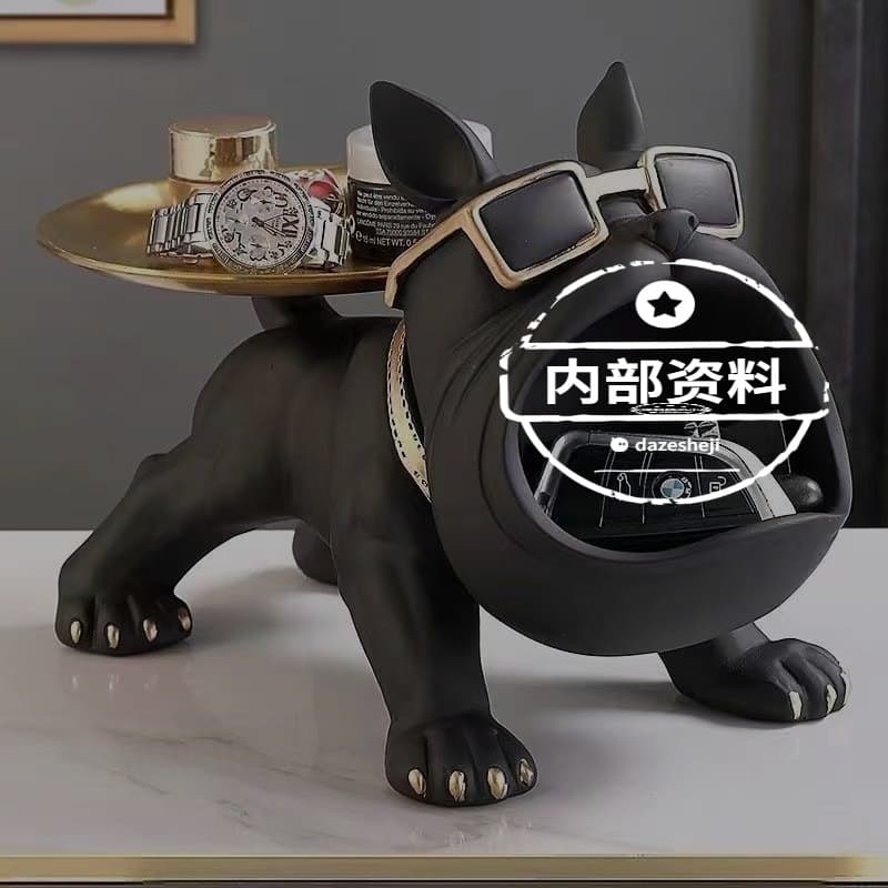 Light Luxury French Bulldog Decorative Tray for Entryway Shoe Cabinet Key Holder
