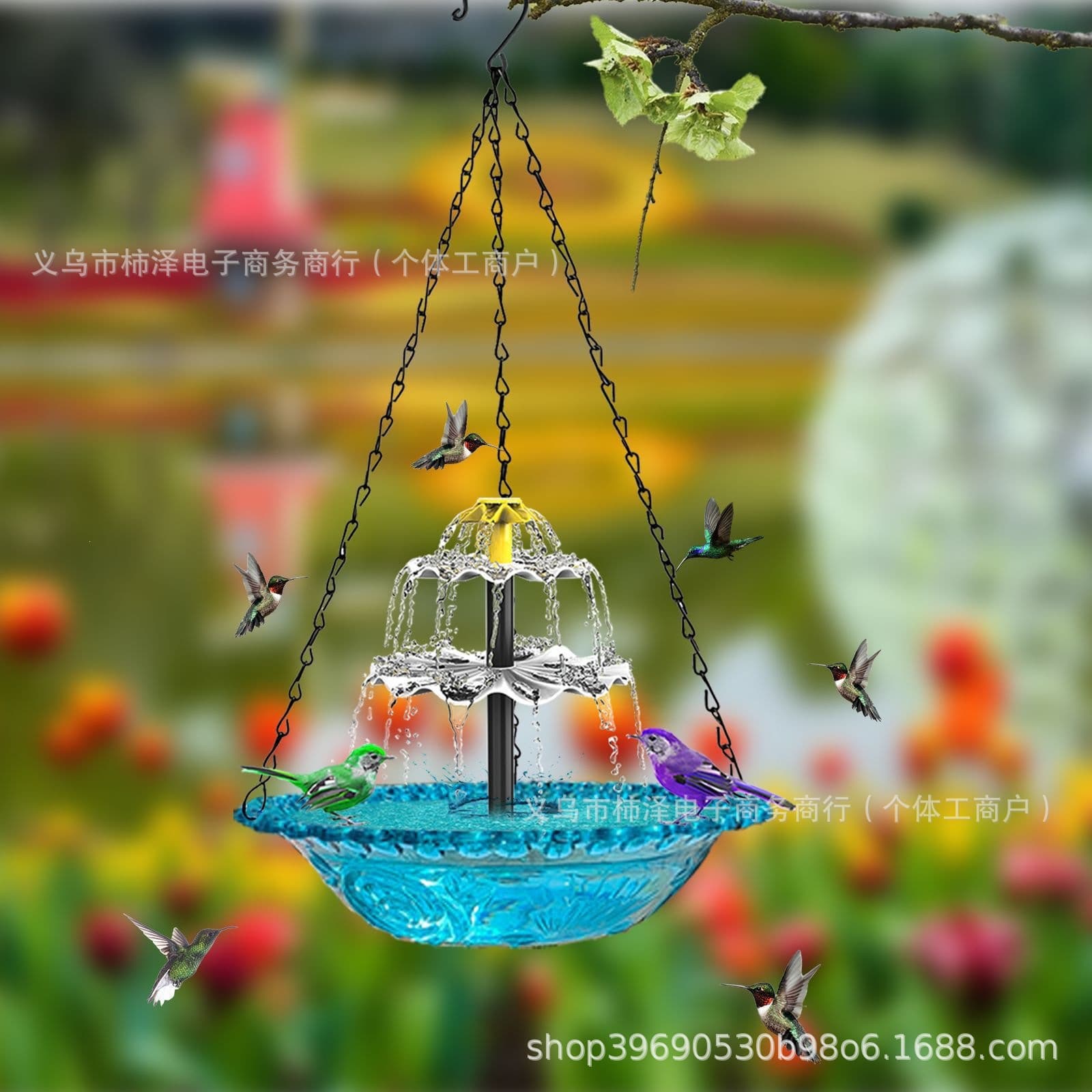 New Cross-Border Product Waterfall Bird Bath Fountain Solar Powered Hanging Bird Bath Fountain