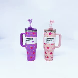 New Cross-Border Small Flower Series 40oz Car Cup 5D Printed 304 Stainless Steel Insulated Cup - A Warm Cup
