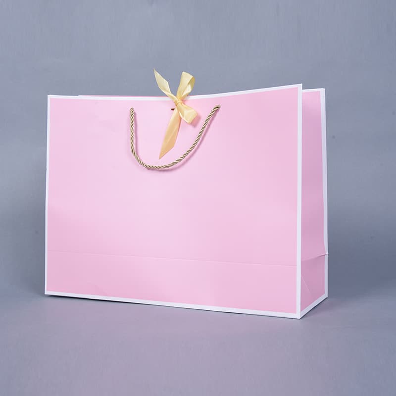 Paper bag customization sample luxury packaging European handbag shopping gift printing LOGO carrying paper pink white
