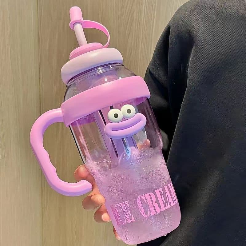 Summer High-Capacity Straw Tumbler for Women, Large Leak-Proof Cup with Tea Strainer, Heat-Resistant, Cute Plastic Water Bottle