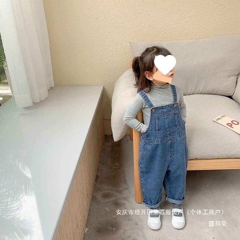 Factory Baby Girl Overalls Spring/Autumn Denim Jumpsuit Korean Style New Children's Fashion