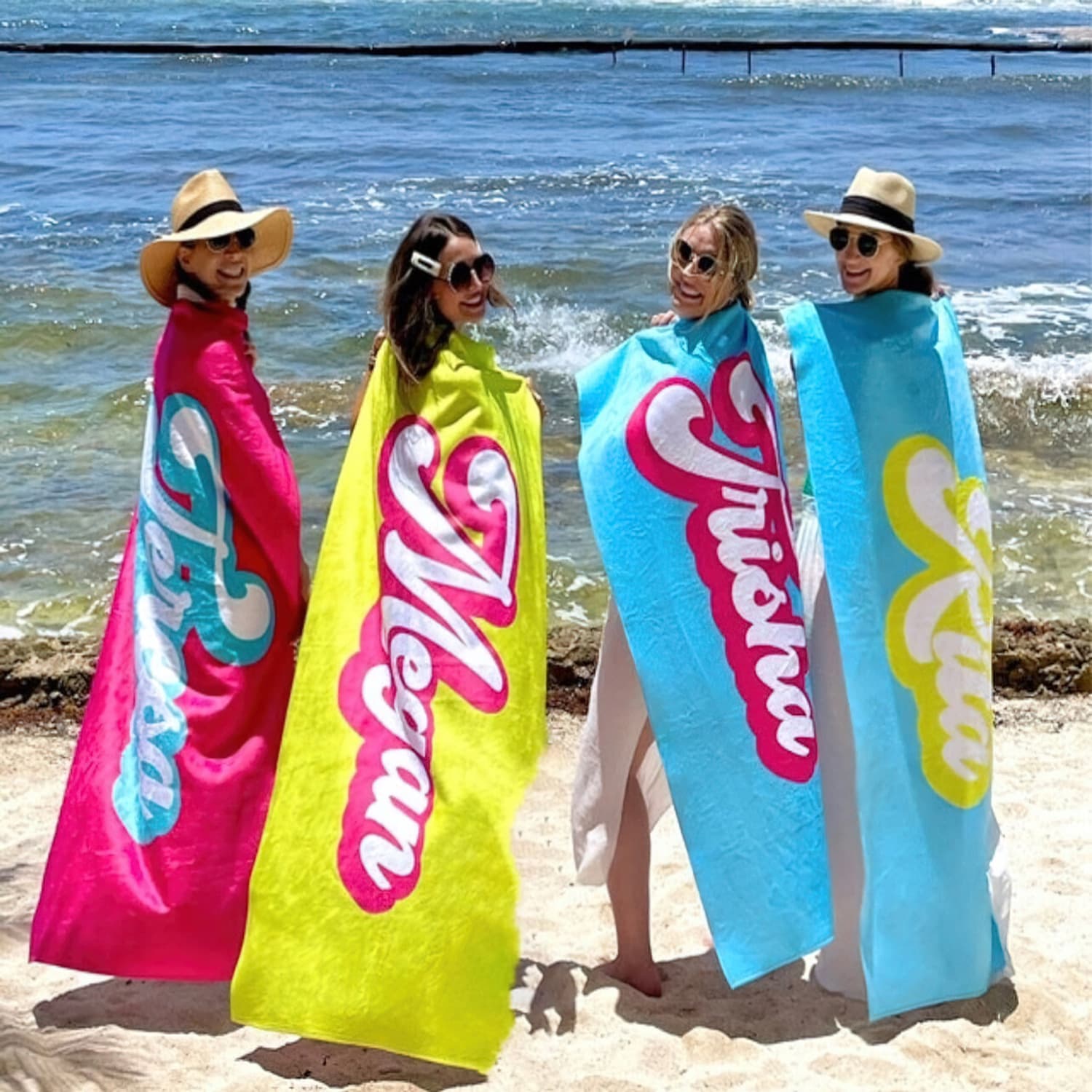 Personalized Colorful Name Towels Pool Beach Customized Font Towels Bath Towels Polyester Fiber Microfiber Towels