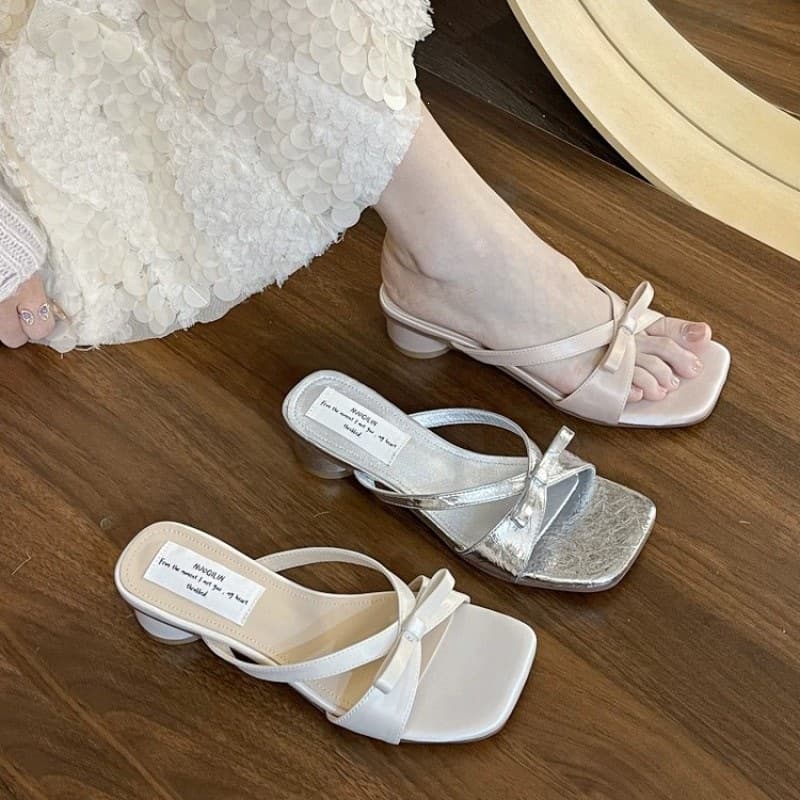 2026 New Elegant Sandals, Chic Low Heel Square Toe Square Heel, Summer Sweet Dress Match Chunky Heel Slide Sandals