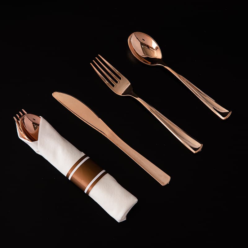 Amazon Gold Disposable Cutlery Set (3 Pieces) for Weddings, Parties, Catering Decorations