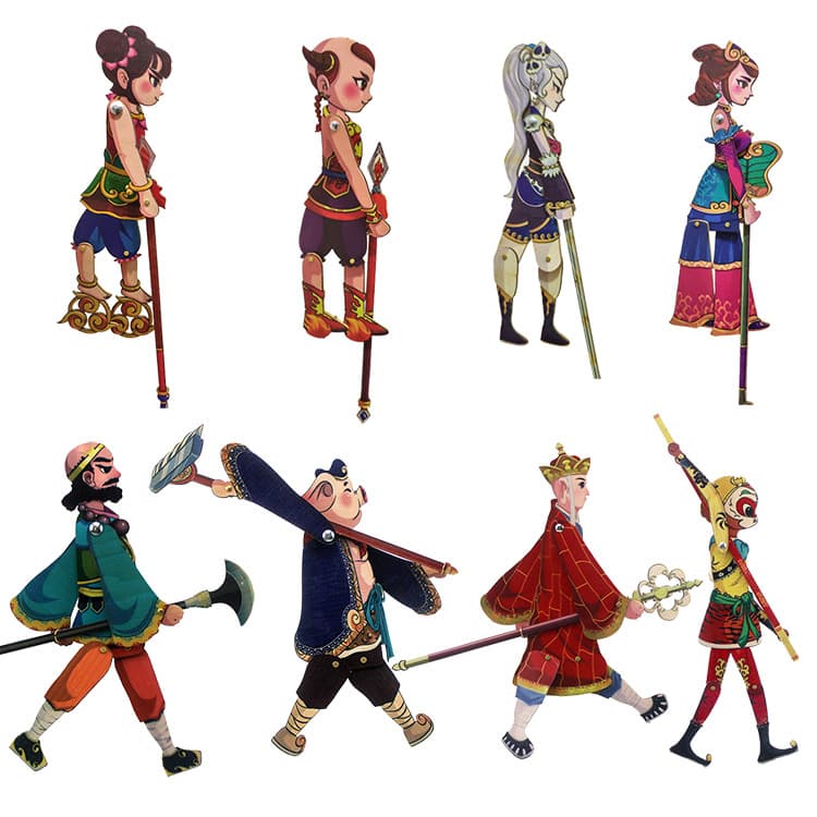 Free Shipping Wooden Shadow Puppet Toy Journey to the West Wooden Doll Sun Wukong Shadow Puppetry Toy, Nostalgic Traditional Shadow Puppetry Props