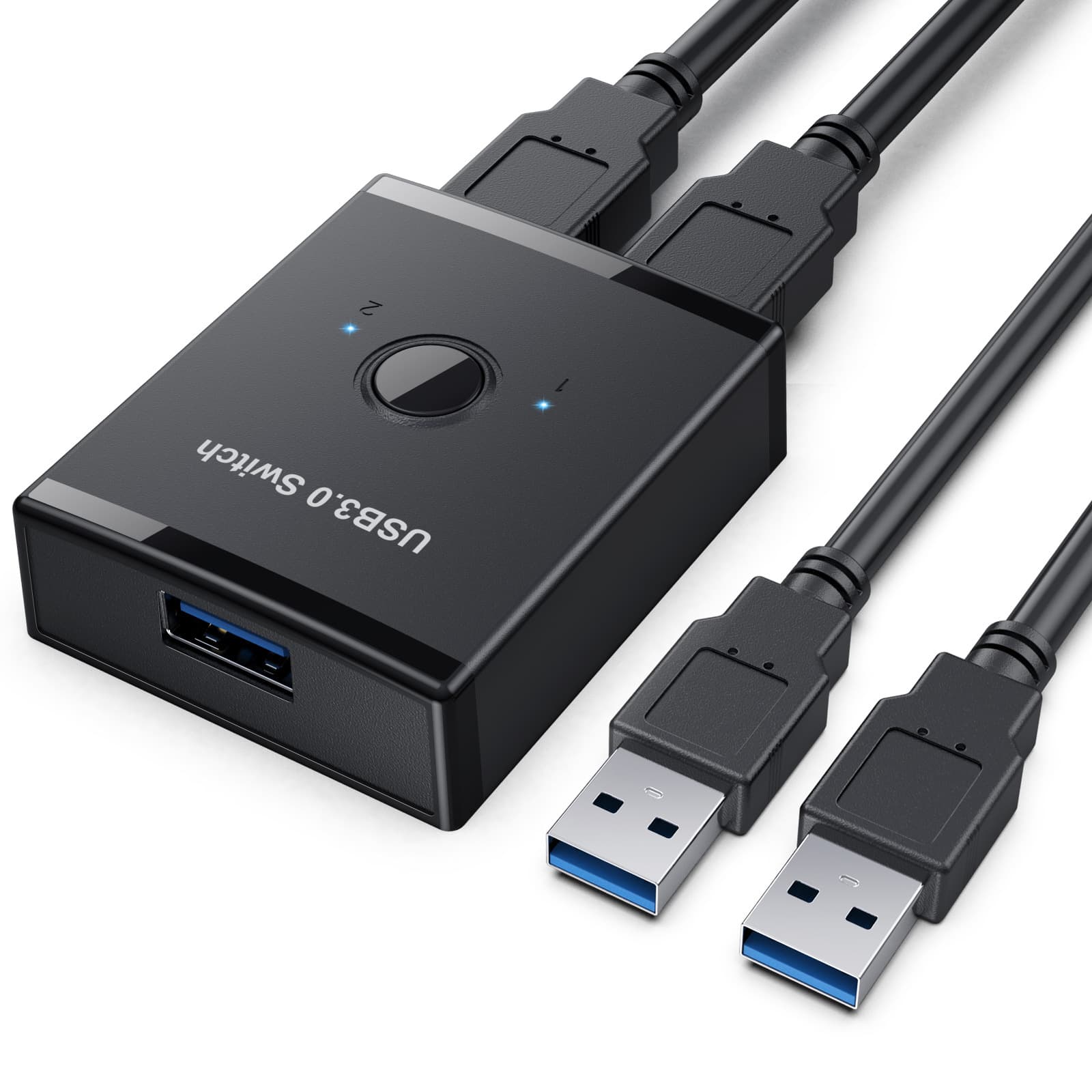 Cross-border USB 3.0 Bidirectional Switch Custom Molded 2-in-1-out/1-in-2-out Printer Sharing Hub Splitter