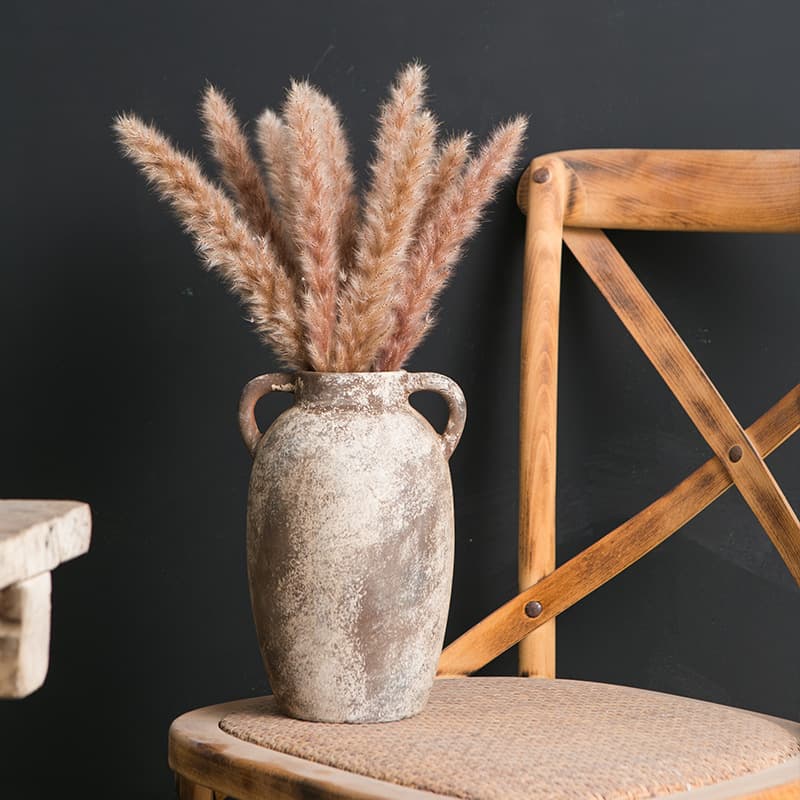 Vintage Ceramic Vase Wabi-Sabi Style Retro Flower Vase Art Living Room Bedroom Decorative Ornament