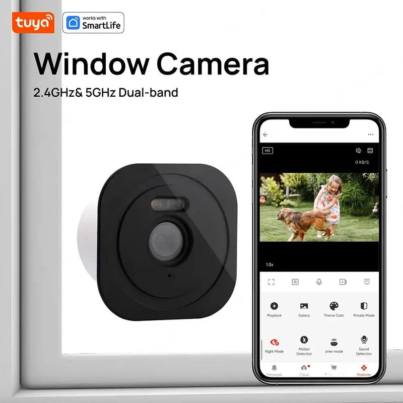 3MP Tuya Window Camera, WiFi Indoor Cameras for Home Security