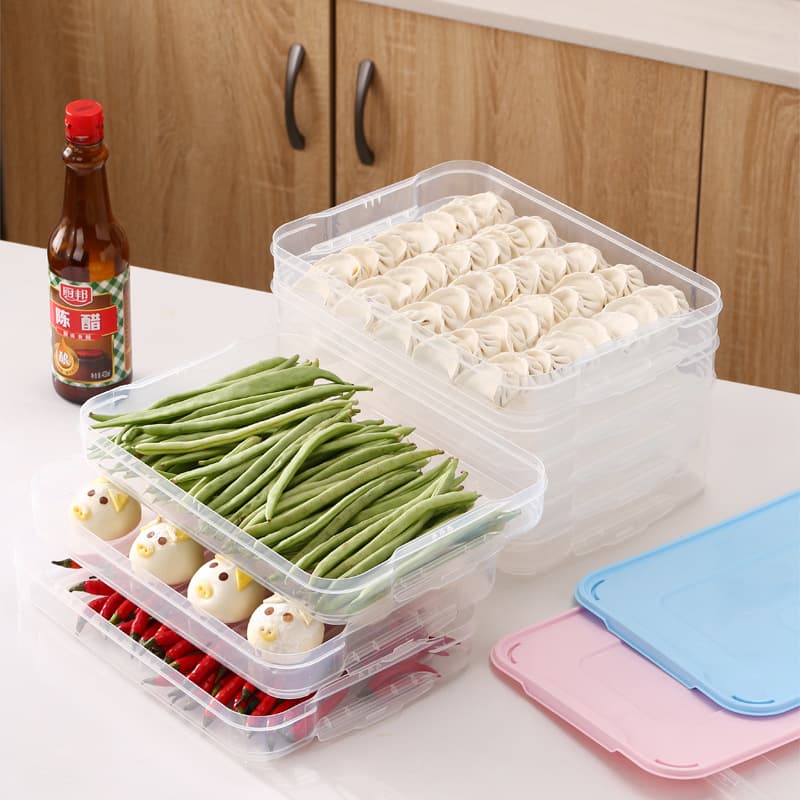 Dumpling Box Frozen Dumplings Quick-Frozen Household Dumpling Tray Refrigerator Frozen Wonton Box Multi-Layer Fresh Storage Box