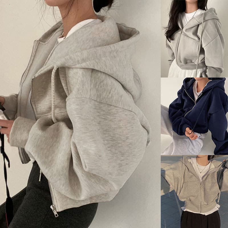 2026 Cross-border Women's Fashion European and American Summer New Loose Short Hooded Cardigan Casual Jacket