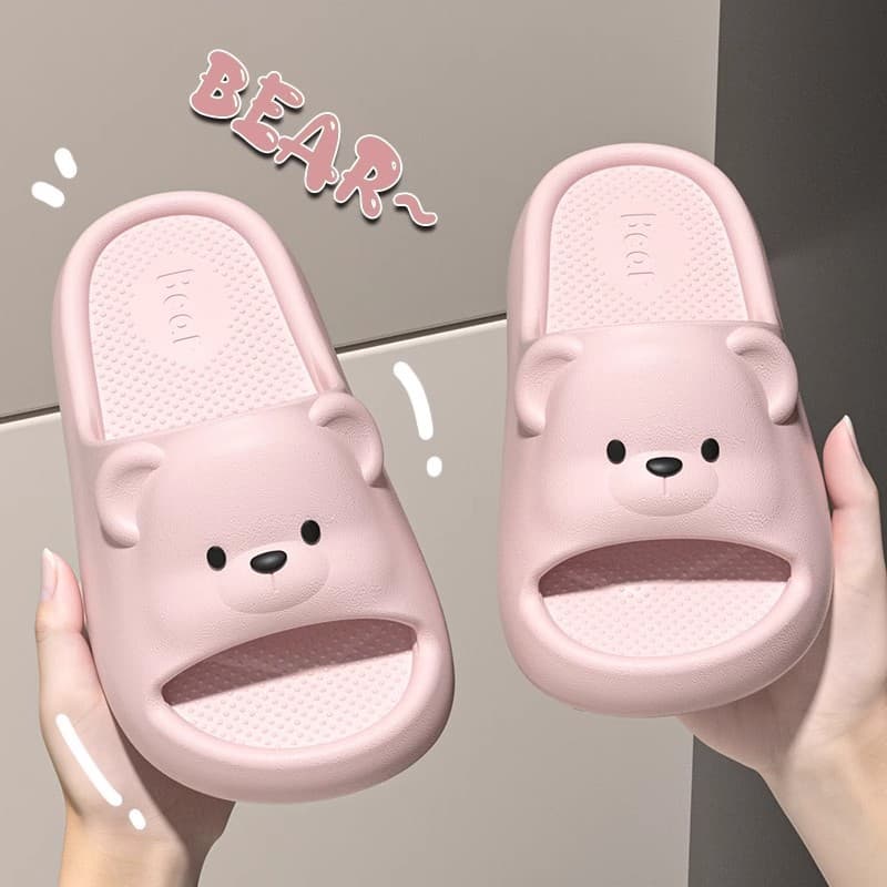 Cute Bear Children's Slippers for Girls, New Indoor Home Thick-Soled Non-Slip Eva Cartoon Parent-Child Slippers for Boys, Summer