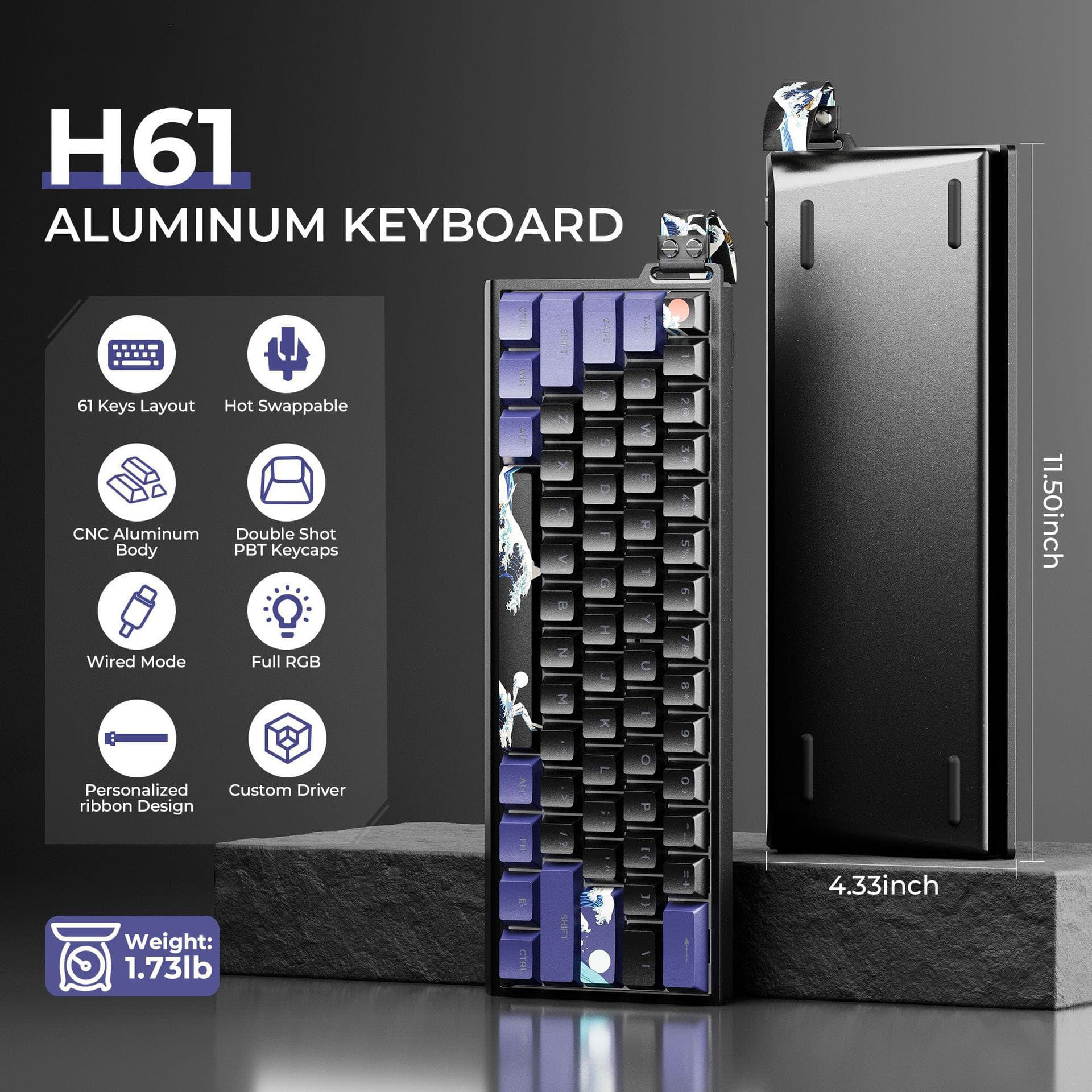 Cross-border hot wired magnetic axis keyboard aluminum alloy customized mechanical keyboard luminous e-sports gaming keyboard customization