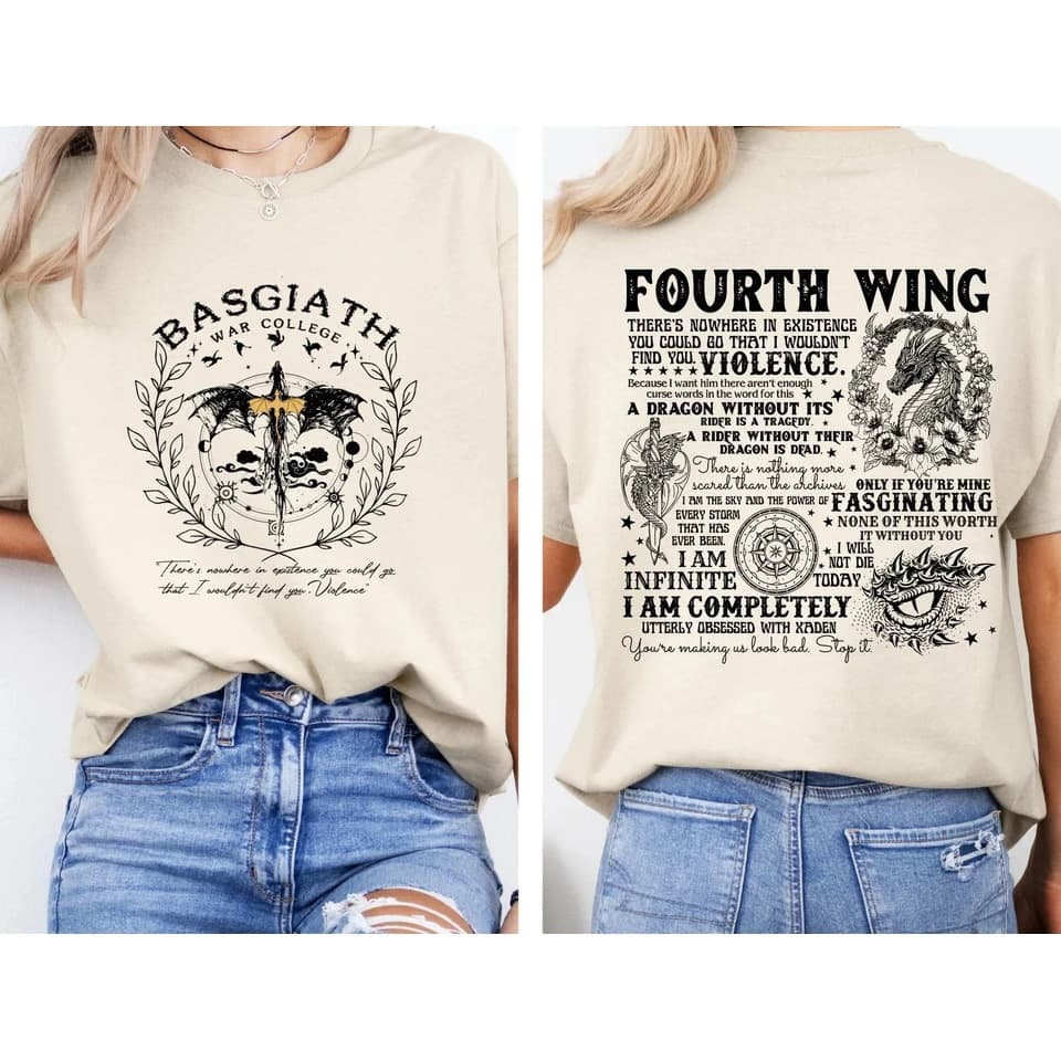 【Ouma Cotton T-Shirt】Fourth Wing T-Shirt Dragon Rider T-Shirt Basgiath War College T-Shirt Nine Heavens Series Purple