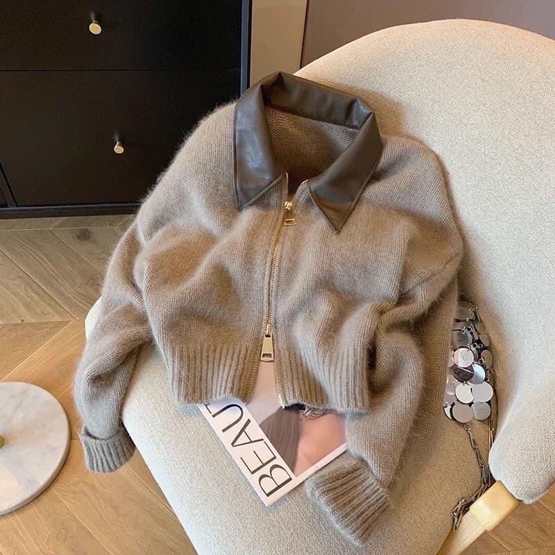 Casual Soft Knit Cardigan Sweater New Zip-Up Autumn Winter Top Coat