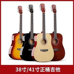 38-inch Round-Back Folk Acoustic Guitar, 41-inch Beginner Student Practice Instrument for Men and Women, Entry-Level Learning Guitar