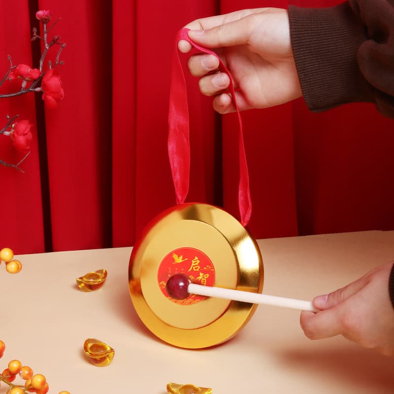 Baby's First Birthday Three and a Half Sentences Small Gong Clapper Cymbals Copper Percussion Enlightenment Props Children's Orff Percussion Instrument for Zhuazhou