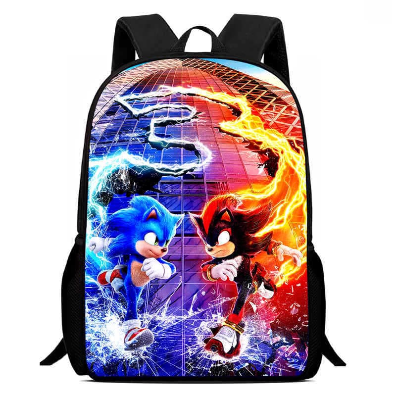 Cross-border Sonic the Hedgehog Elementary School Backpack Anime Cartoon Kids Backpack 16-Inch Double Shoulder Bag for Boys and Girls