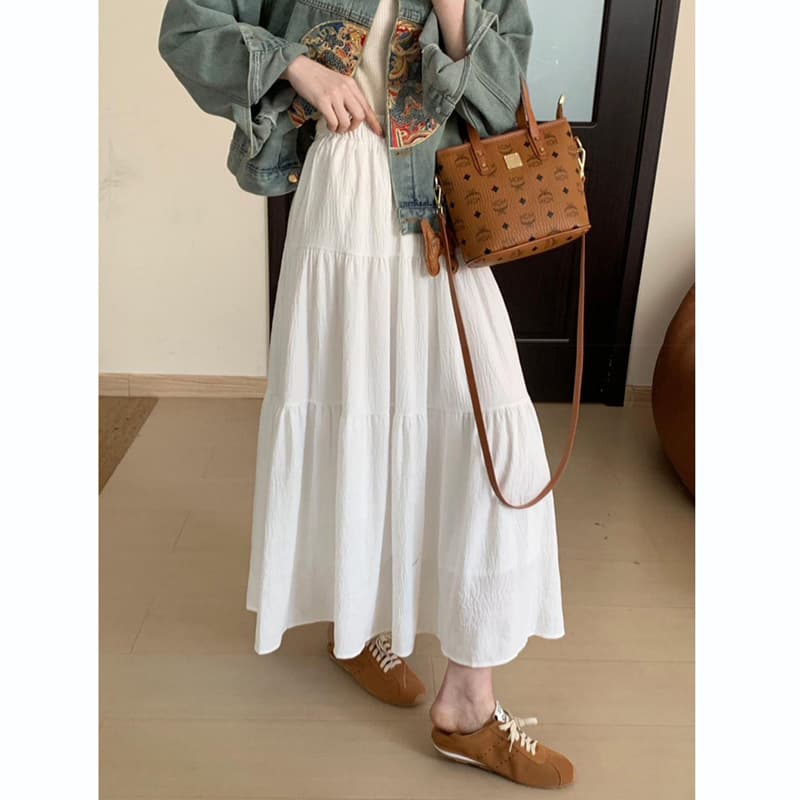 Summer draped Tencel skirt for pregnant women. Spring and summer Korean style versatile thin long skirt. Maternity cake tutu skirt.