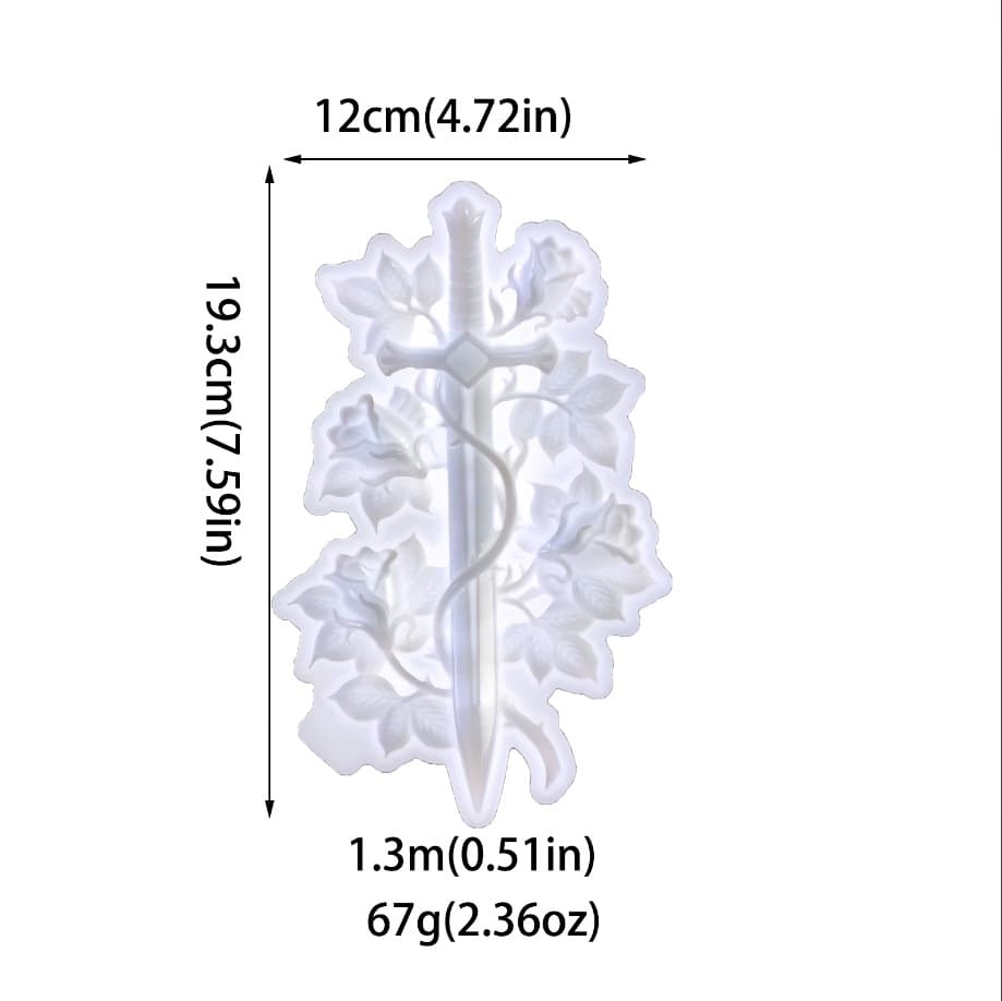 9815 rose cross silicone mold resin wall hanging decoration entrance wall hanging sword rose glue mold