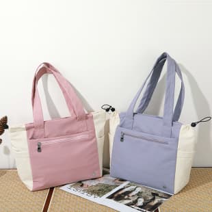 Cross-Border New Style Color-Block Stitching Nylon Women's Bag, Versatile Casual Large Capacity Shoulder Bag, Commuter Tote Bag