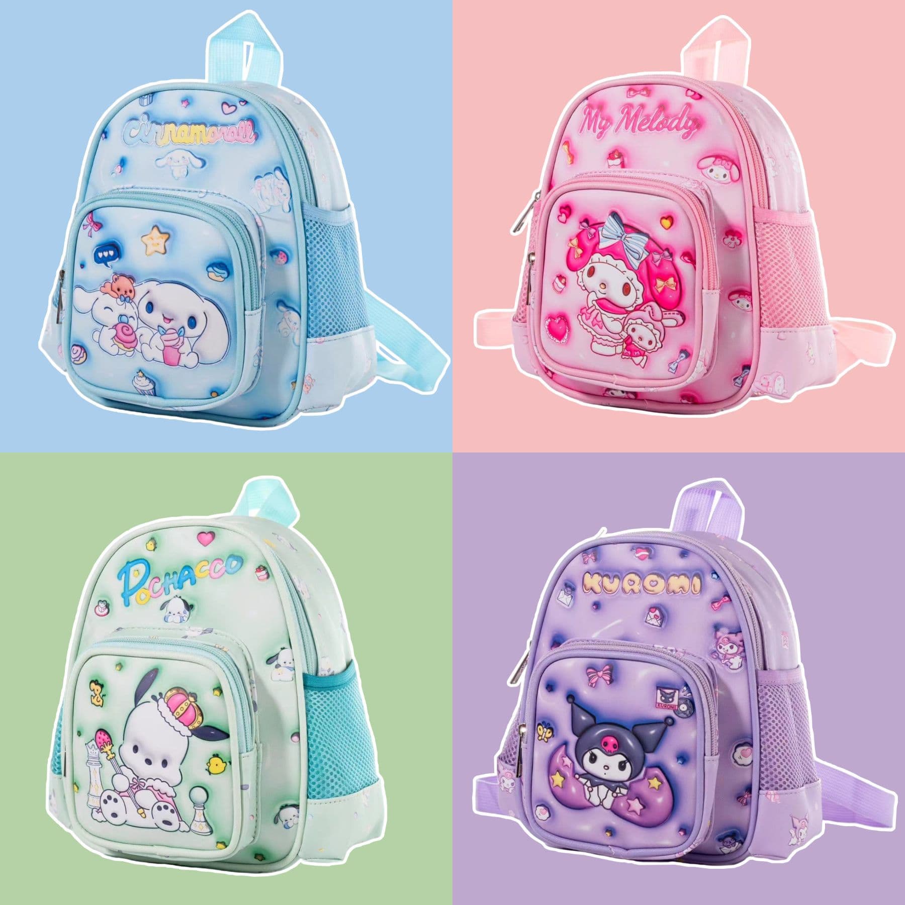 Cartoon leather waterproof children's Kuromi Melody big-eared dog PC dog KT3D three-dimensional backpack small school bag