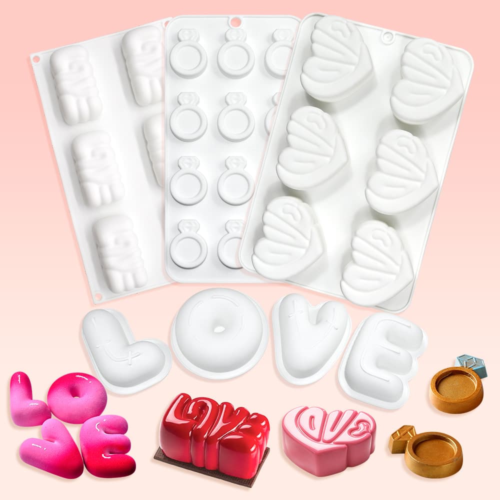 Valentine's Day LOVE mousse cake mold diamond ring chocolate silicone mold diy love decoration baking tool