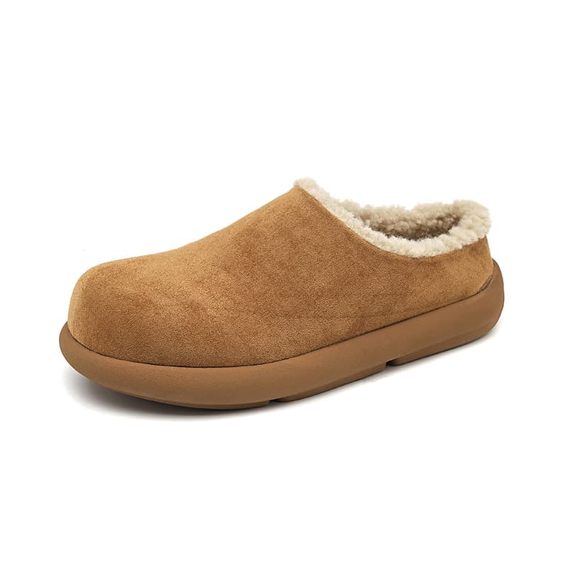 Little Potato Birkenstock Mules Men Winter Fleece-Lined Cotton Shoes Snow Boots Flat Sole Slip-on Half-Cover Slippers 168