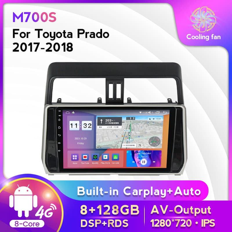 For Toyota Prado 2017-2018 Android Large Screen Car Navigation 8+128G