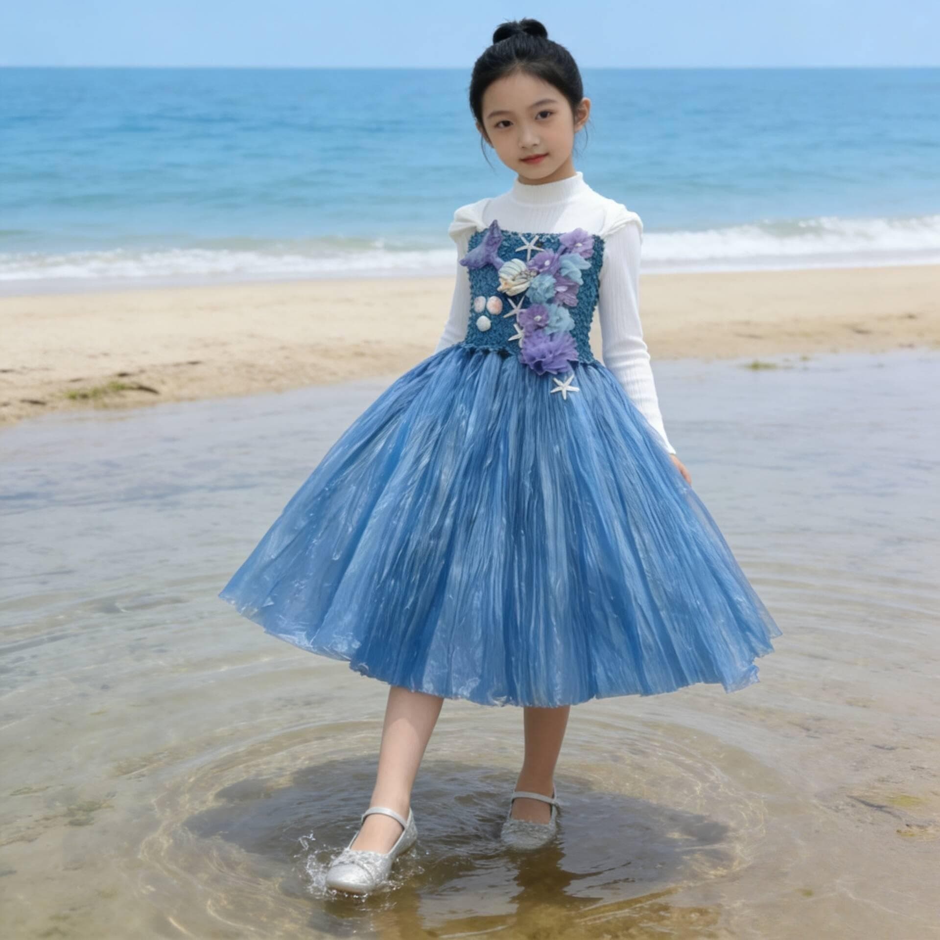 Children's Eco-Friendly Fashion Show Costume for Girls, Kindergarten Parent-Child Runway Dress, Handmade DIY Creative Eco-Friendly Clothing