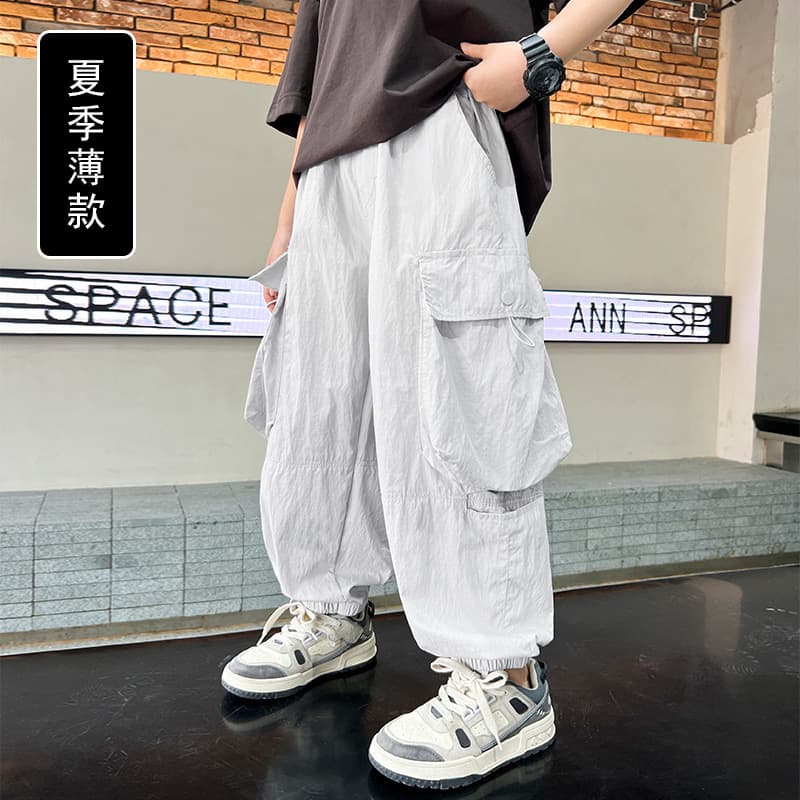 Boys Pants Summer Thin 2025 New Style, Children's Mosquito-Proof Pants Summer Long Pants, Boys Summer White Cargo Pants Trendy